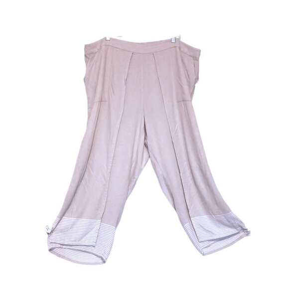 J Jill Pure Jill Linen Blend Wide Leg Pants 3X Wrap Style Ankle Neutral Resort - Picture 2 of 7